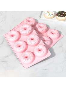 Khuôn silicon màu hồng hình bánh donut - Khuôn nướng bánh donut chống dính, dùng được trong máy rửa chén, lò vi sóng và lò nướng, thích hợp để làm bánh donut, bánh ngọt, bánh quy, bánh mì tròn. - Nhiều màu - Xem 7