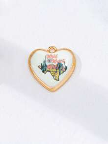 1 pièce Charme de cœur de cowboy/cowgirl occidental en émail pour la création de bijoux - Pendentif thème sud-ouest pour collier, bracelets, boucles d'oreilles - Far West, cactus, cowboy, cowgirl, bottes, accessoires de bijouterie cheval - Multicolore - Voir 21