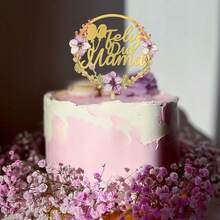 1pc/3pcs/5pcs Acrylic "Feliz Dia Mama" Floral Mother's Day Cake Topper, Suitable For Mother's Day Party Cake Decorations - Multicolor - View 5