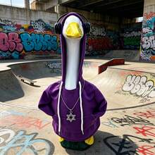 Porch Goose Outfit Cool Hip Hop Hoodie With Headphone And Necklace Garden Decoration - B - View 2