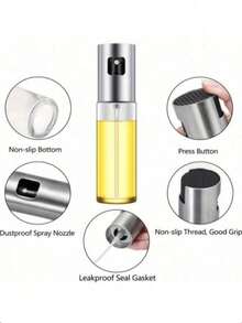 1pc Olive Oil Sprayer, Cooking Oil Bottle, Vinegar Bottle, Air Fryer Oil Sprayer, Suitable For Restaurant, Kitchen Cooking, Frying, Salad, Baking, Grilling, Durable, Easy To Clean, Sturdy, Kitchen Gadget - Transparent - View 4