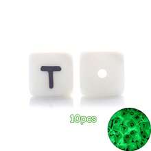 10/26 hạt chữ cái silicon phát sáng trong bóng tối, hạt chữ cái hình lập phương màu trắng từ A đến Z, phát quang trong bóng tối, dùng để tự làm vòng tay, vòng cổ, mặt dây chuyền ba lô và các dự án thủ công khác. - Nhiều màu - Xem 22