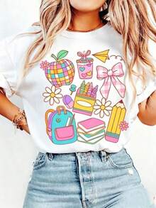 100% Cotton Boho Teacher Shirt, Back To School Shirt, Coquette Bow Teacher Tee, Teacher Gift, First Day Of School, Teacher Appreciation. JPG. For Women,Valentine Outfits For Women,Tops De Mujer, Vacation Outfits Women, Clothes Women,Vintage Summer Outfits For Women, Track Suit For Her. A Perfect Valentine's Day Gift For Your Loved One! Vintage Washed Cotton Short Sleeve T-Shirt Crew Neck Soft Casual Tee For Men Women In Cute Women T-Shirts - 白色 - 查看 14