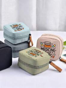 Portable Mini Medicine Pouch With "Medicine Pouch" And Pill Pattern, Medicine Storage Bag, Compact Pill Organizer Box And First Aid Kit | Suitable For Daily Use, Outdoor Activities, Dormitory Portable Medicine Storage | Multi-Functional Fabric Emergency Kit, Suitable For Health-Conscious Use Anytime, Anywhere, Suitable For Travel, Outdoor Activities, Birthday Gifts, Holiday Souvenirs, Back To School Gifts, Graduation Gifts - Multicolor - View 4