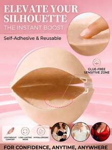 5cm Thick Strapless Invisible Push-Up Sticky Bra, Waterproof Reusable Backless Adhesive Bra For Backless Dresses, Wedding Dresses And Party Gowns - Multicolor - View 2