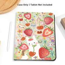 1pc Strawberry, Cat & Star Pattern Flip Cover Tablet Case With Pen Slot, Compatible With Honor Pad 8/9/10, Honor GT 11.5inch/X7/X8A/X9/X8Pro/X9Pro/V9/V8 Pro, Matepad 11 Inch 2023/2022, Apple 10th Gen/ 11 2025 (A16), A9/A9+/A11/S11/S10 FE+, Auto Sleep/Wake Function, Suitable For School Season, Valentine's Day, Holiday Gifts - Multicolor - View 7