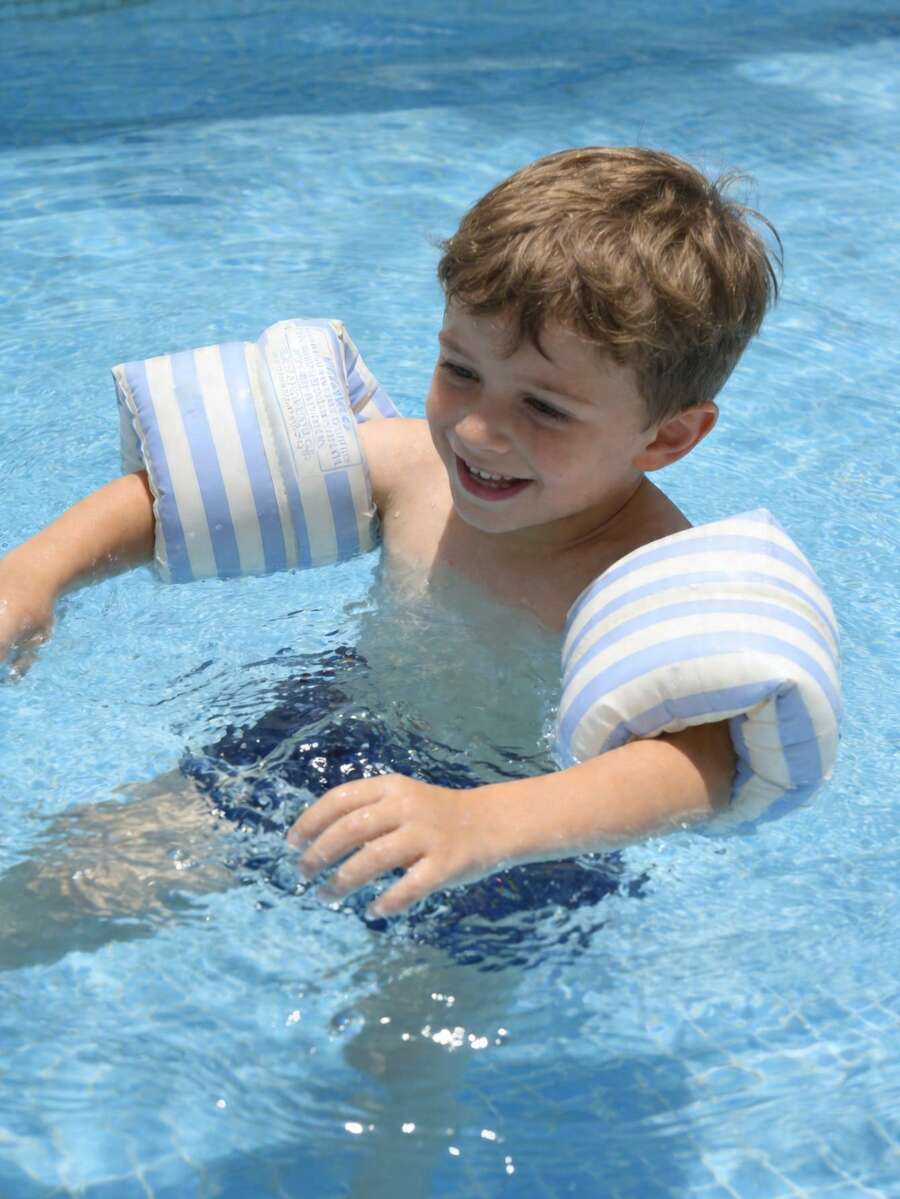 1pc Arm Float Swimming Pool Inflatable Arm Band, Vintage Pattern Favored For Summer Pool Party, Back To School, First Day Of School - Multicolor - View 1