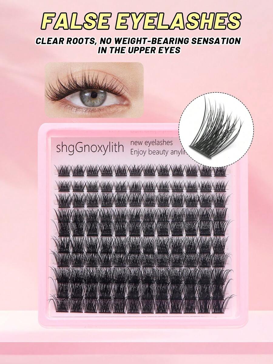 120 sợi/10 hàng mi giả, mi cong tự nhiên, từng sợi mi giả riêng lẻ để tự gắn tạo vẻ ngoài tự nhiên.