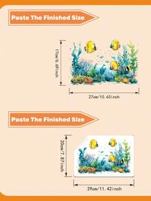 1pc Waterproof Self-Adhesive Watercolor Ocean Fish Wall Sticker, Adds Fresh And Elegant Decoration To Bathroom Space - 1PC - View 5