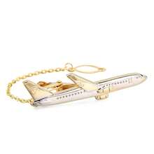 Premium Men's Tie Clip, Gold Airplane Shaped Creative Business Formal Accessory, Elegant Unisex Tie Pin - Ship - View 3