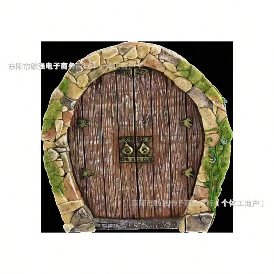 木制仙女门装饰,创意童话小屋家居装饰,桌面微景观摆件,花园装饰 - A - 查看 1