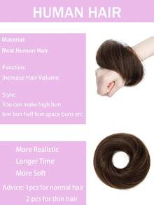 真发发髻，蓬松发髻发圈，带弹力，优雅发髻，无需扎马尾，女士发髻假发 - 彩色 - 查看 5