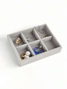 1pc Velvet Jewelry Tray For Necklace, Earrings, Bracelet, Ring, Bangle Storage - Multicolor - View 15