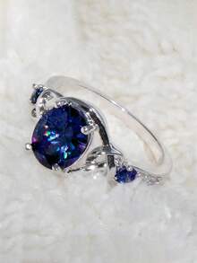 1pc Elegant Cubic Zirconia Stone Ring, Suitable For Women Wear, Ideal For Wedding, Engagement, Anniversary Party, Valentine's Day Gift - 1# - View 4