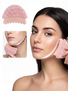 1pc New Lymphatic Contour Face Brush, Dry Brush For Face And Body Lymphatic Drainage, Ergonomic Design Precisely Fits Skin, Relieves Fatigue - Pink - View 4