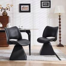 Comfortable Swivel Chair In Black, Modern High-Back Chair Made Of Synthetic Leather, Ideal For Dining Rooms, Home Offices And Living Rooms. - 黑色 - 查看 3