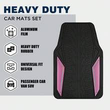 Pink Rubber Floor Mats With Aluminum Film And Colorful Piping, Non-Slip Backing All-Weather Protection, Trim-To-Fit Liner For Cars SUVs Trucks Vehicles - PINK - View 4