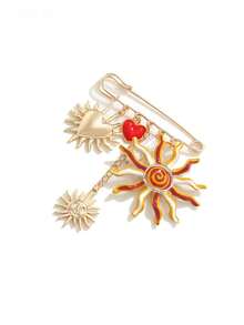 Ghim cài áo kiểu Bohemian cổ điển phong cách nghỉ dưỡng, hình trái tim, biểu tượng thần mặt trời, dùng cho lễ hội âm nhạc Coachella, phù hợp với ve áo vest. - Nhiều màu - Xem 3