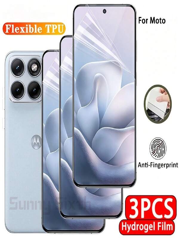 3 piezas Película protectora de pantalla de hidrogel compatible con Edge 60, 60 Pro, 60 Fusion, 50, 50 Pro, 50 Fusion, 50 Neo, 50 Ultra, 40 Pro, 40 Neo con cobertura completa, película de hidrogel suave, antihuellas, sin burbujas, compatible con fundas