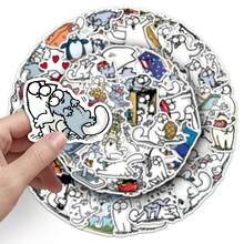 50张卡通西蒙猫贴纸，可爱西蒙猫装饰贴纸，趣味表情包美学贴纸，防水贴纸，适用于水瓶、吉他、行李箱、手机壳、笔记本电脑、滑板、礼品等。 - 多色E - 查看 7