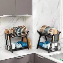 1Pc High-Quality Kitchen Tableware Storage Rack, Large Capacity Multi-Layer Drainage & Storage Organizer, Stable Load-Bearing, Easy To Clean & Portable, Suitable For Thanksgiving, New Year Gifting & Daily Kitchen Storage, Efficient Tableware Drying & Organizing, Ideal For Home, Restaurant & Catering Use, Practical Kitchen Storage Essential - Multicolor - View 3