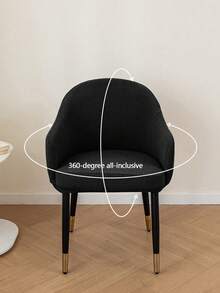 1 pièce Housse de chaise à haut Cornell, articles ménagers, durable, résistante aux taches, anti-rayures, épaisse, anti-poussière, haute élasticité, convient pour la chambre, le bureau et toutes les saisons - Noir - Voir 4