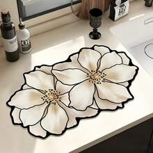 1pc French Milky White Double Flower Asymmetric Shaped Rug, Soft And Delicate Milky White Double Flower Rug With 3D Petal Lines And Fine Texture, Bringing The Gentle Moonlight Into Your Home With A French Atmosphere. Suitable For Bathroom Mat, Bath Rug, Doormat, Small Rug, Carpet, Rug, Home Decor, Area Rug, Outdoor Mat, Bedroom Carpet, Machine Washable - A - View 14