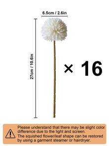 8/16 piezas de Crisantemo, Diente de león e Hortensias artificiales, adecuado como regalo para amigos, novias, decoración de bodas, hogar, oficina, cafetería y fiestas - Blanco - Ver 15