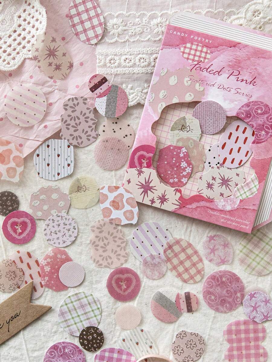 1 Pack 50pcs Creative Polka Dot Asymmetrical Circle Stickers For Scrapbook DIY Collage Decoration Photo Album - Scattered Dots - View 1