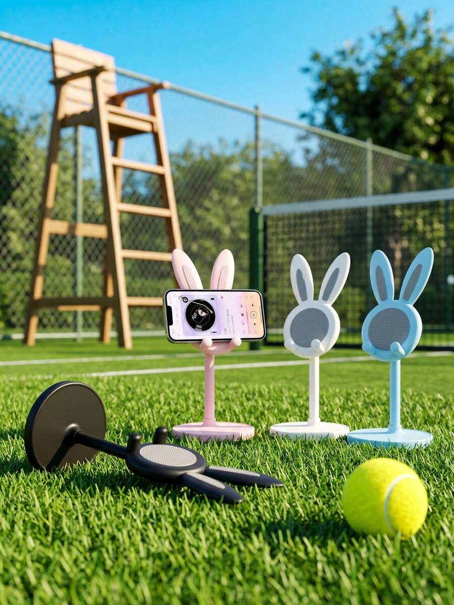 Soporte de teléfono de escritorio con forma de conejito lindo, ajustable en altura, adecuado para estudiantes, uso en el escritorio, personas perezosas en casa, selfies y transmisión en vivo.