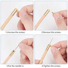 4 Pcs Tambour Hooks Kit With 12 Needles, Embroidery Crochet Hooks Wooden Handle Sequin Beads Needle Set - Multicolor - View 4