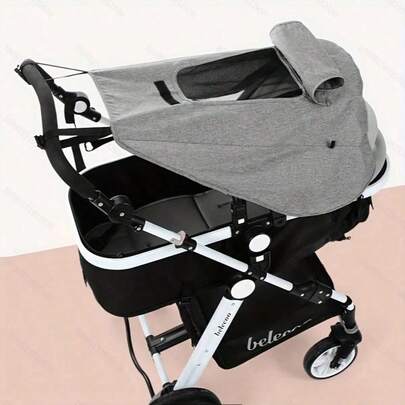 1pc High Landscape Reversible Baby Stroller Sunshade, UV Protection, Rainproof, With Separate Storage Bag, Suitable For Outdoor Use, Essential For Outdoor, Travel, Camping, Summer Portable
