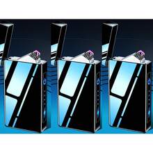 1 Metal Double Arc Lighter, USB Rechargeable, Windproof And Flameless, Metal Structure, With LED Power Indicator And Touch Sensing Ignition Switch, Compact And Portable, Suitable For Ignition Scenarios Such As Cigarettes, Aromatherapy Candles, Outdoor Sports, Emergency Adventures, Etc., Suitable For Gift Giving - 彩色 - 查看 10
