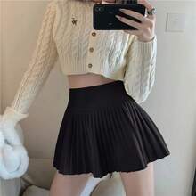 Minifaldas sexis de cintura alta para mujer, Falda plisada Vintage con cremallera lateral, faldas de tenis blancas para Estudiante Coreano, cortas, negras, de verano - Blanco - Ver 2