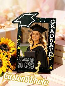 Personalized Graduation Photo Frames For The Class Of 2026-Customizable Commemorative Frames. Handcrafted From High-Quality Wood, These Frames Are Available In A Variety Of Styles And Colors. They Are Perfect For Decorating Graduation Ceremonies, Classrooms, Libraries, Bookshelves, Desks, Offices - Multicolor - View 4