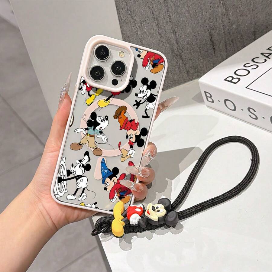 This Disney Mickey Mouse Lanyard Phone Case Is Fully Covered In TPU Material, Features Strong Magnetic Closure, Is Shockproof And Lightweight, And Is Compatible With IPhone17/16/11/13/15/15 Plus/15 Pro/15 Pro Max/12/14 Pro Max/11 Pro Max/12 Pro/12 Pro Max/13. This Phone Case Is A Popular Birthday Gift Or Business Gift Choice; It Is Durable, Stain- And Fingerprint Resistant, And Suitable For Both Men And Women. The Set Also Includes A Mickey Mouse Phone Case And A Mickey Mouse Plush Bracelet, Making It A Perfect Gift For Friends And Family. This Stylish Phone Case Is Fun, Lightweight, And Durable. IPhone17 Pro Max Phone Case, Minnie Mouse Phone Case. - 粉色 - 查看 1