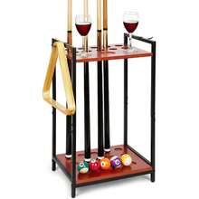 Floor-Mounted Tiered Billiard Cue Rack Stand With Scratch-Resistant Wood Construction Holds Cues Balls Cups And More Multiple Configurations Available For Game Room Home Office Or Billiard Club Us - Red - View 2