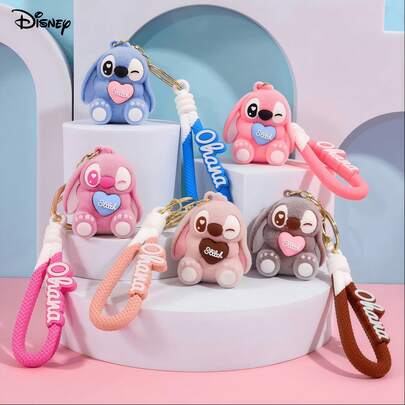  Móc khóa Stitch của Disney (1 chiếc), hình búp bê silicon 3D, nhiều màu sắc, kèm dây bện Ohana, phụ kiện trang trí túi xách/xe hơi, quà sinh nhật hoàn hảo cho bạn thân, quà tặng ngày lễ.