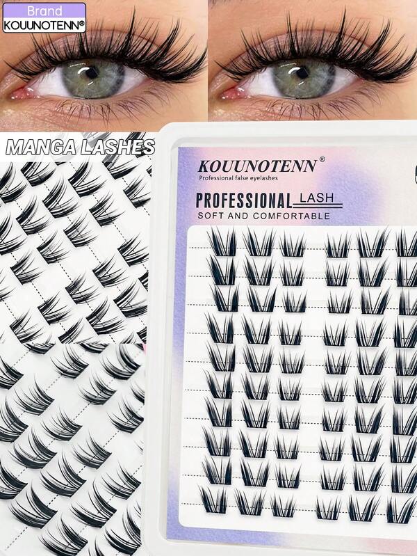 KOUUNOTENN Mi giả Cat Lashes 100 sợi, độ cong D, tự nhiên, mi giả Fox Lash dạng sợi riêng lẻ, thân thiện với người mới bắt đầu, mềm mại, tách sợi, làm thủ công giúp tăng độ dày, làm dài mi, cụm mi giả, mi giả dạng sợi riêng lẻ, mi giả.