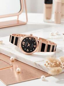 1pc Women's Quartz Watch, Fashionable Elegant Luxury Style, Embedded With Micro Diamonds, Minimalist Dial, Suitable For Daily Wear, Party Decoration Or Gifts For Friends And Mothers On Holidays Like Valentine's Day And Anniversary - Multicolor - View 3