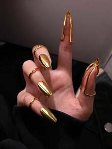 5pcs/Set Personalized Punk Five-Finger Nail Rings, Mysterious Artistic Niche Unisex Jewelry For Women And Men, Suitable For Party, Banquet, Vacation Wear, Gift (May Not Fit Everyone's Bone Structure) - Multicolor - View 7