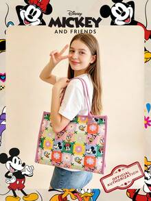 1 Túi vải canvas chính hãng Disney Mickey & Friends, dung tích lớn, túi đeo vai, in hình hoạt hình dễ thương, có thể tái sử dụng, túi xách mua sắm, túi tote thông thường, dành cho nữ/bé gái/học sinh/người hâm mộ/giới trẻ, thích hợp cho trường học, công việc, du lịch, mua sắm, sử dụng hàng ngày. - Nhiều màu - Xem 7