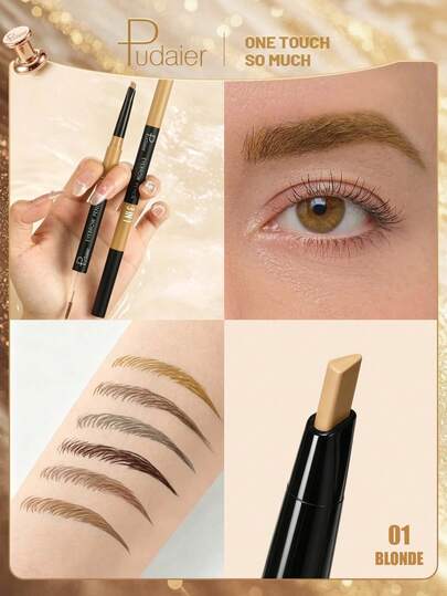  PUDAIER 3-In-1 Eyebrow Makeup Pen Multi-Functional Eyebrow Pencil + Eyebrow Powder + Eyebrow Gel With Brush Head Waterproof And Smudge-Proof Long-Lasting All-Day Suitable For Women And Girls Perfect For Spring And Summer Can Be Used As A Holiday Gift Carnival Party