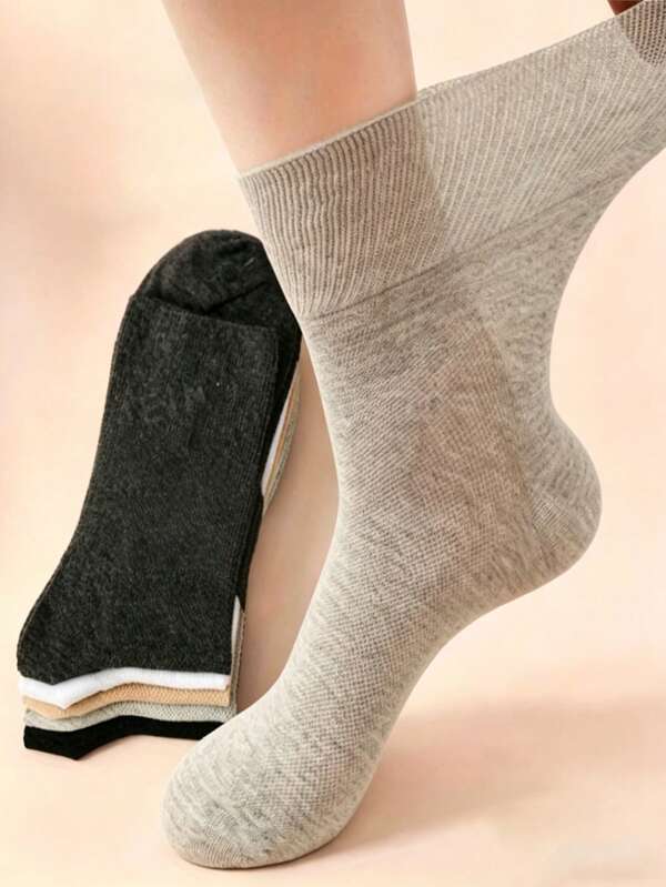 5 đôi tất nam cao đến bắp chân, thiết kế unisex, thoáng khí và thoải mái, thích hợp cho mùa xuân, hè, thu, đi chơi và công sở. Loại tất đa năng phù hợp để mang hàng ngày.