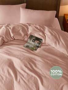 2/3-Piece 100% Cotton White Solid Color Bedding Set (1 Duvet Cover + 1/2 Pillowcases), Breathable & Skin-Friendly, Reversible, Easy Care & Machine Washable, Multiple Sizes (150cm * 200cm, 135cm * 200cm, 200cm * 200cm, 220cm * 240cm), Ideal For Bedroom, Guest Room, Wedding, Valentine's Day, Dormitory & Back To School - Dusty Pink - View 14
