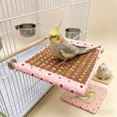 1 chiếc giá đỡ làm mát hình vẹt hoạt hình, kệ lồng mùa hè có đệm, thảm ngủ làm mát chống trượt cho chim, thích hợp cho vẹt uyên ương, vẹt đuôi dài và vẹt, trang trí trong nhà.