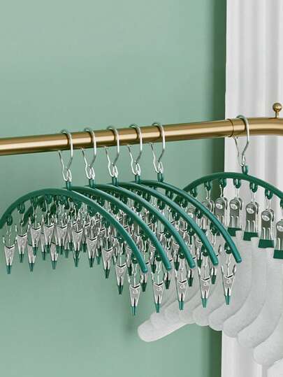 1pc Stainless Steel Sock Clips For Children | Household Sock Organizer With 10 Clips | Multi-Functional Sock Rack