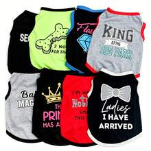 8 Cute Pet Summer Clothes, Breathable And Comfortable Polyester Woven Vest, Letter Print Thin T-Shirt, Suitable For Small And Medium Dogs And Cats - Multicolor - View 16
