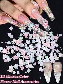 100/50/20片装3D春夏迷你花朵美甲装饰：马卡龙色系，多种尺寸花瓣搭配迷你珍珠，可爱柔美，打造春夏美甲氛围。DIY专业美甲沙龙美甲配件及用品。 - 彩色 - 查看 2