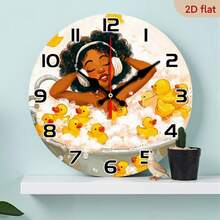 2D Flat, Round Wooden Wall Clock - Silent, Non-Ticking, Battery-Powered Clock For Bathroom And Bedroom, Frameless Design Suitable For Bathtubs, Easy Hook Installation, 10inch (AA Batteries Not Included) - Modern Minimalist Wooden Decorative Wall Clock,Valentines Gift,Graduation,Mother Giftsr,Room Deocr,Wall Deoc,Home Essentials - 1pcs/10in/25cm - View 3